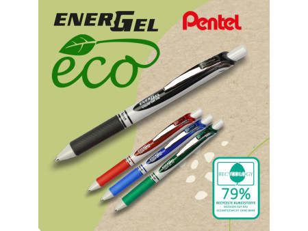 Pentel Stylo roller à encre gel EnerGel BL77 Eco, noir