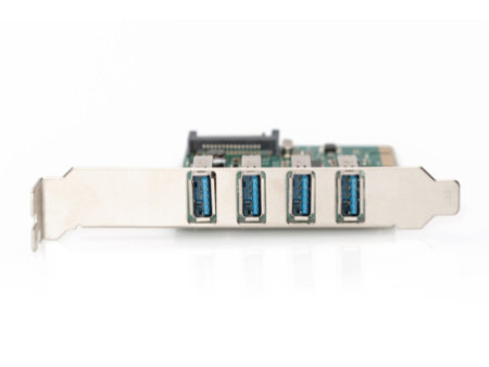 DIGITUS Carte réseau PCI Express USB 3.0, 4 ports, 5 Gbit/s.