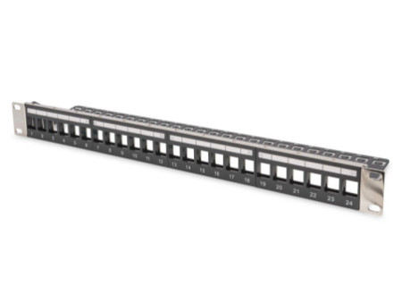 DIGITUS Panneau de brassage Keystone 19', 24 ports, 1 U,noir
