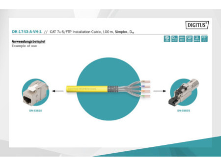 DIGITUS Câble d'installation, Cat.7A, S/FTP, PiMF 100 m
