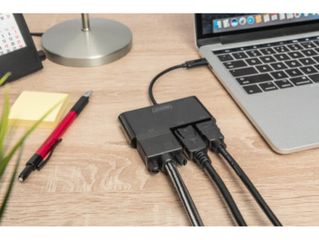 DIGITUS Adaptateur graphique triple USB-C 3en1 (HDMI/DP/VGA)