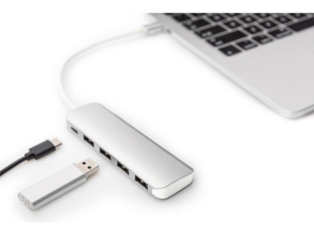 DIGITUS Hub USB-C 3.0, 4 ports, argent
