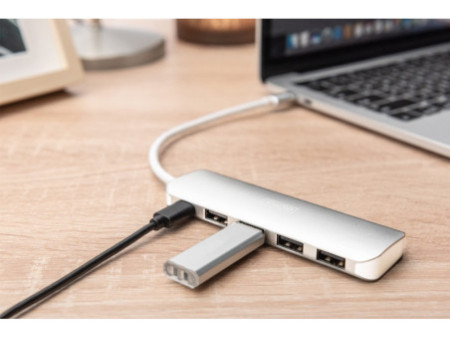 DIGITUS Hub USB-C 3.0, 4 ports, argent