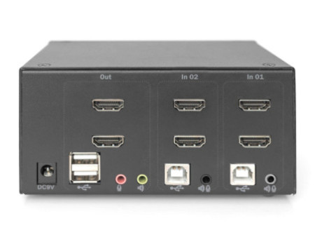 DIGITUS Commutateur KVM, 2 ports, double affichage, 4K, HDMI