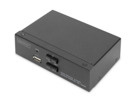 DIGITUS Commutateur KVM, 2 ports, simple affichage, 4K, HDMI