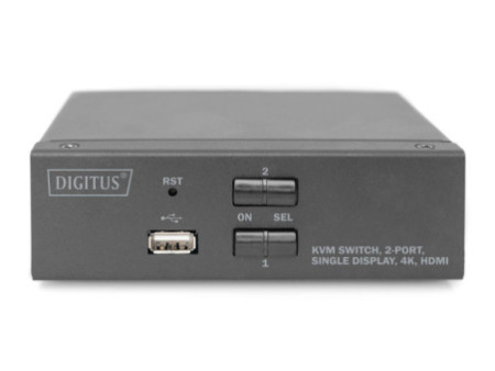 DIGITUS Commutateur KVM, 2 ports, simple affichage, 4K, HDMI