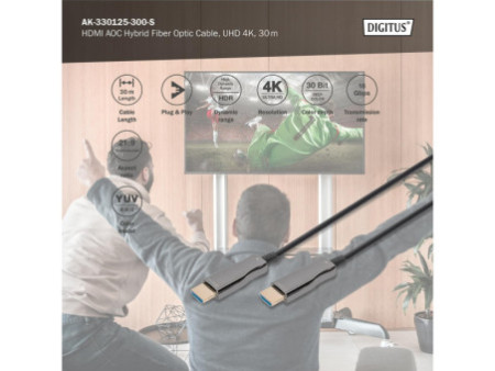 DIGITUS Câble de fibre optique hybride HDMI AOC, 30 m
