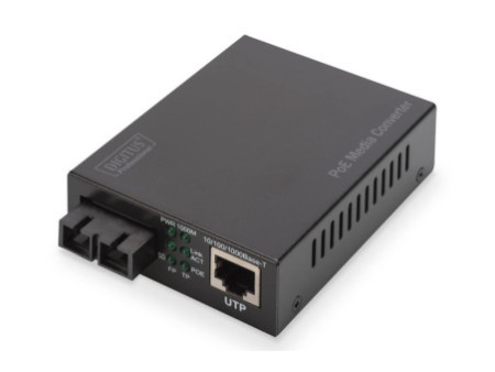 DIGITUS Convertisseur médias Gigabit PoE, RJ45 / SC, SM, PSE