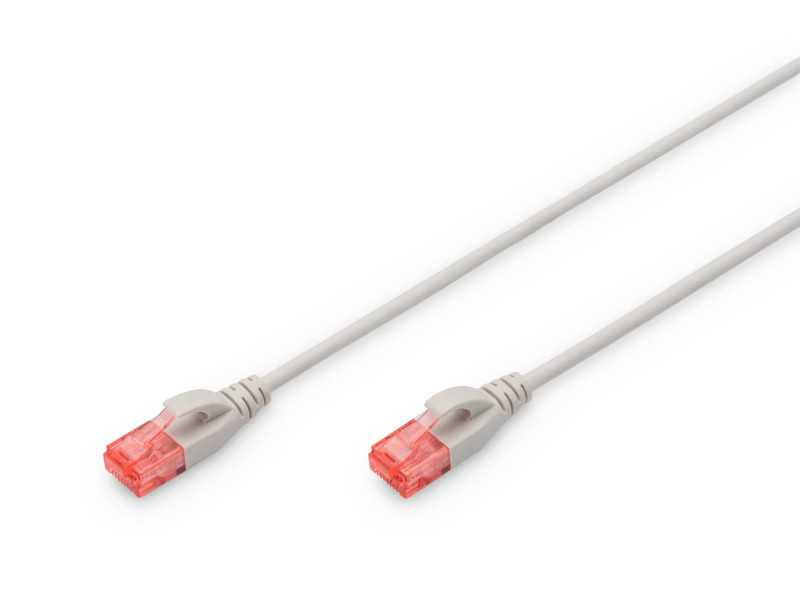 DIGITUS Câble de brassage Slim, Cat.6, U/UTP, 3,0 m, gris