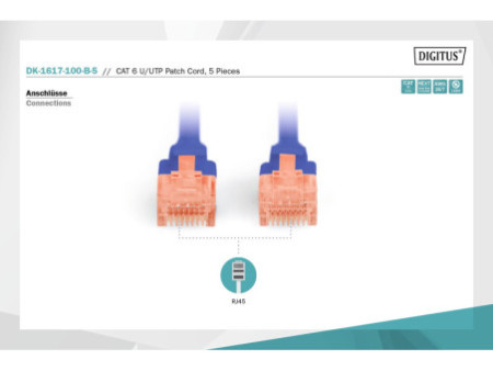 DIGITUS Câble patch Cat.6, U/UTP, LSZH, 10,0 m, set, bleu
