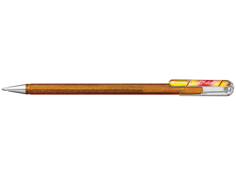 Pentel Hybrid Stylo roller 'Dual Penn', or/rouge