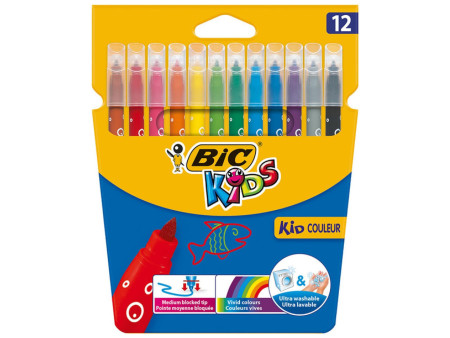 BIC KIDS Feutre Kid Couleur medium, étui en carton de 12