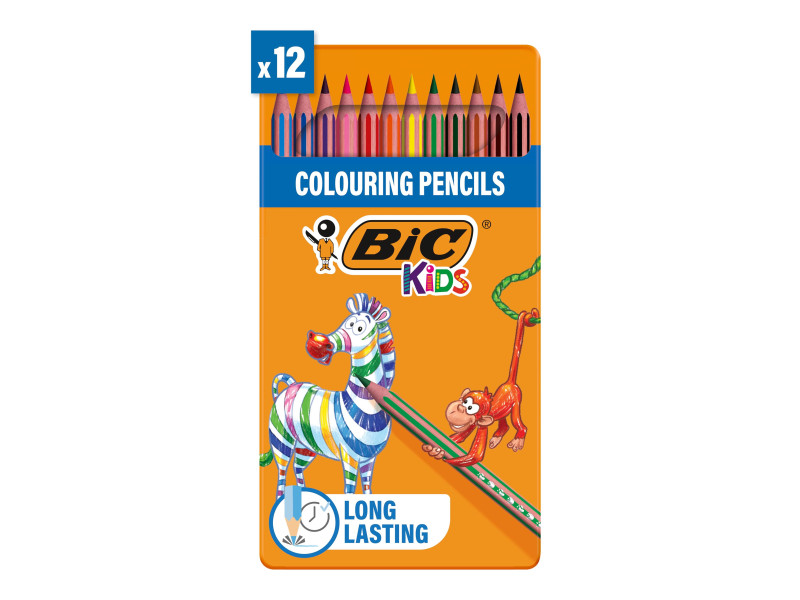 BIC KIDS Crayons de couleur Tropicolors 2, étui carton de 12