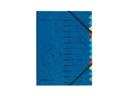 herlitz Trieur, A4, carton, 12 compartiments, bleu