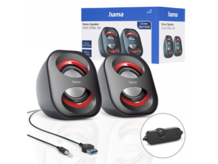 hama Haut-parleurs stéréo 2.0 'Sonic Mobil 183', noir/rouge