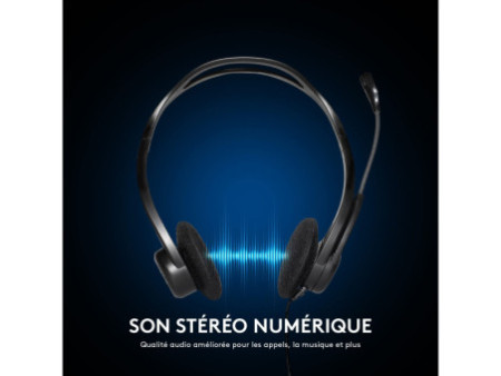 Logitech PC Headset 960 USB, noir, port USB
