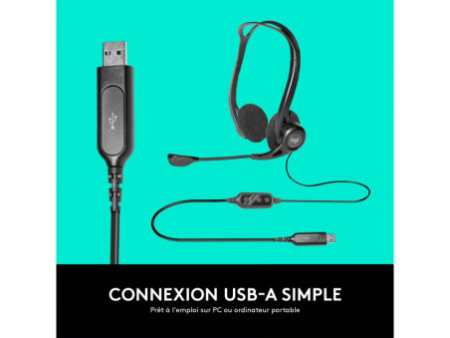 Logitech PC Headset 960 USB, noir, port USB