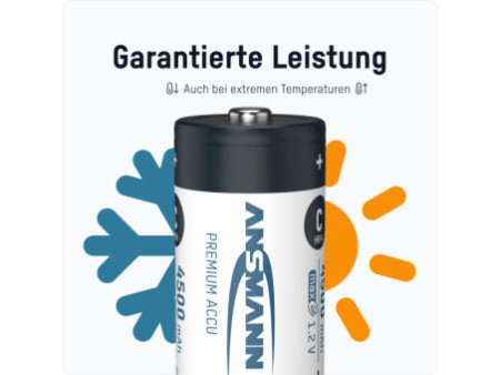 ANSMANN Pile rechargeable NiMH max E, Baby (C), 4.500 mAh