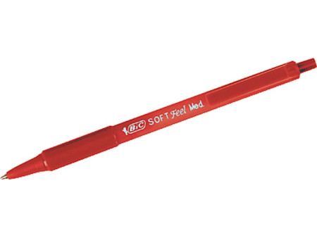 BIC Stylo à bille rétractable Soft Feel Clic grip, rouge