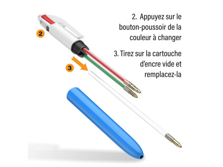 BIC Recharge pour stylo à bille 4 Colours, M, bleu