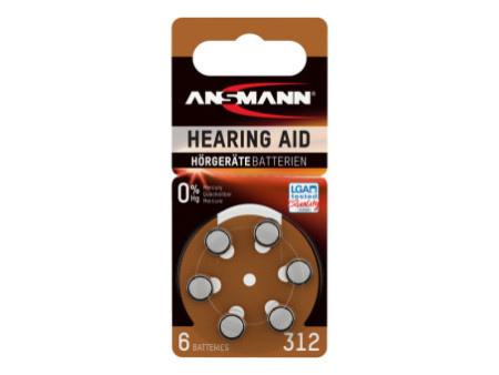 ANSMANN Pile bouton zinc-air 312 (PR-41), blister de 6