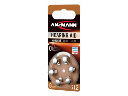ANSMANN Pile bouton zinc-air 312 (PR-41), blister de 6