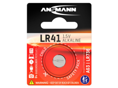 ANSMANN Pile bouton alcaline 'LR41', 1,5 Volt (AG3)