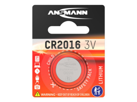 ANSMANN Pile bouton au lithium 'CR2016', 3,0 Volt, blister