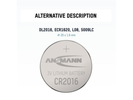 ANSMANN Pile bouton au lithium 'CR2016', 3,0 Volt, blister