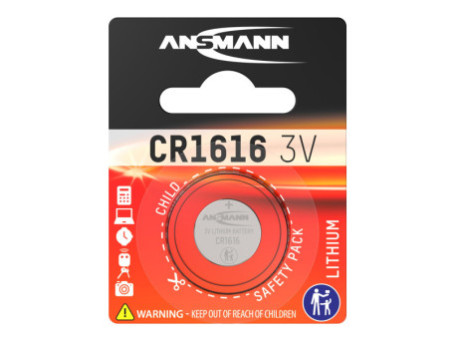 ANSMANN Pile bouton au lithium 'CR1616', 3,0 Volt, blister