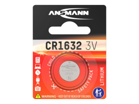 ANSMANN Pile bouton au lithium CR1632, 3 Volt, blister d'1