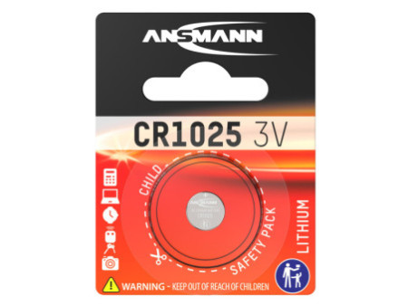 ANSMANN Pile bouton au lithium CR1025, 3 Volt, blister d'1