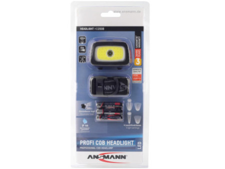 ANSMANN Lampe frontale LED HD200B, 200 Lumen, IP44