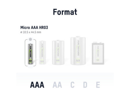 ANSMANN Pile rechargeable maxE NiMH, Micro AAA, blister de 4