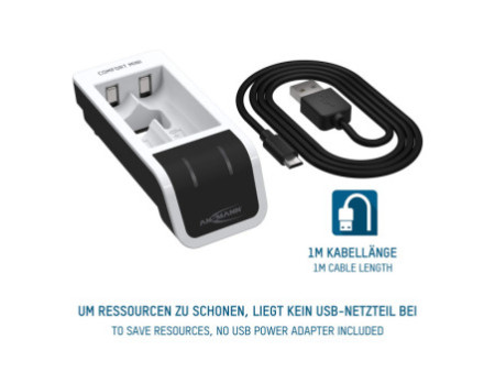 ANSMANN Chargeur rapide Comfort Mini, blanc/noir