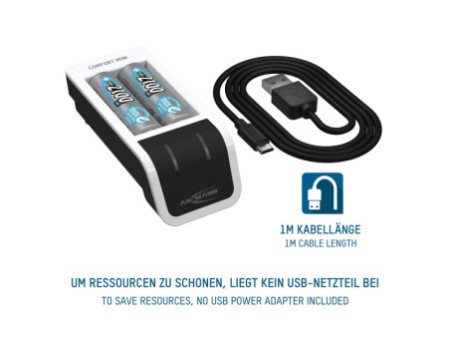 ANSMANN Chargeur rapide Comfort Mini, 2 piles incl.