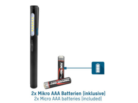 ANSMANN Lampe stylo professionnelle à LED PL130B, noir