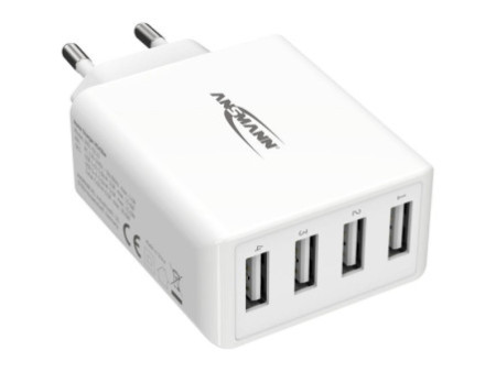 ANSMANN Chargeur USB Home Charger HC430, 4x port USB, blanc