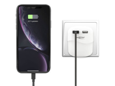 ANSMANN Lampe d'orientation à LED NL15AC, 2x port USB, blanc