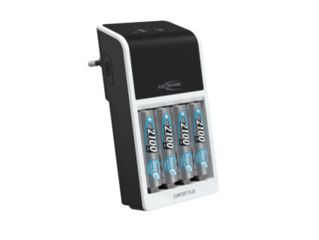 ANSMANN Chargeur rapide Comfort Plus, livré avec 4 piles