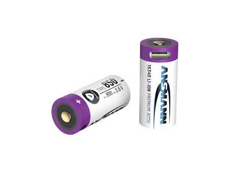 ANSMANN Pile rechargeable Li-Ion 16340 avec fiche USB-C