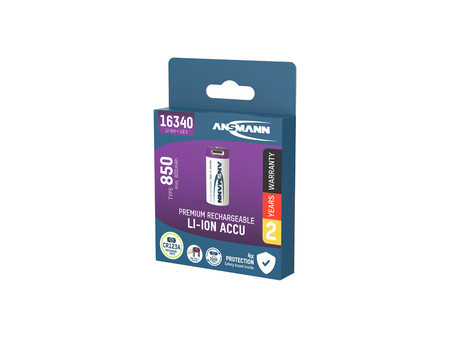 ANSMANN Pile rechargeable Li-Ion 16340 avec fiche USB-C