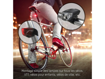 ANSMANN Set d'éclairage LED pour vélo Bikelight Combo 40 Lux