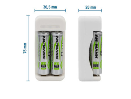 ANSMANN Chargeur de piles Basic II, 2x piles AA 1.300 mAh