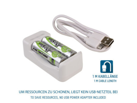 ANSMANN Chargeur de piles Basic II, 2x piles AA 1.300 mAh