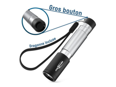 ANSMANN Lampe de poche LED, Daily Use 50B, argent/noir