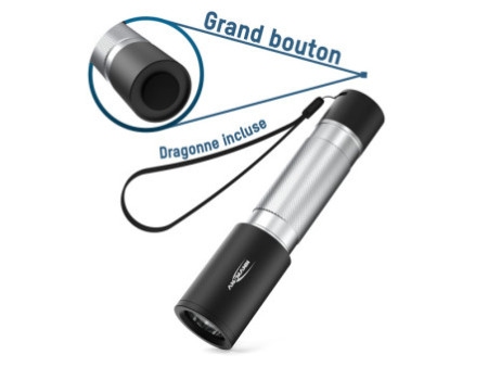 ANSMANN Lampe de poche LED, Daily Use 300B, argent/noir
