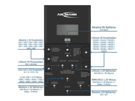 ANSMANN Testeur de piles 'ENERGY CHECK LCD', noir