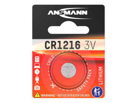 ANSMANN Pile bouton au lithium CR1216, 3 Volt, blister d'1