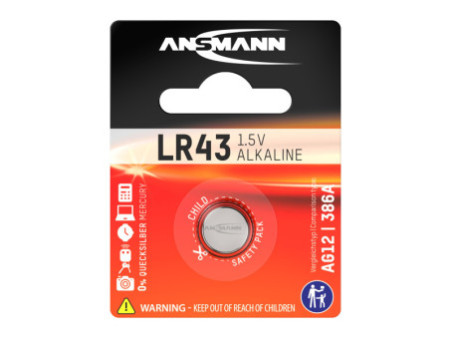 ANSMANN Pile bouton alcaline LR43/LR1142/AG12, 1,5 Volt